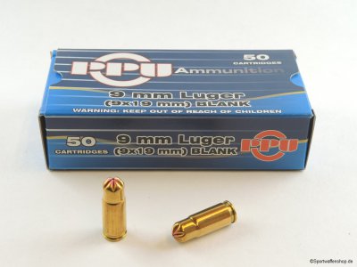 Platzpatronen PPU 9mm Luger (NICHT 9mm P.A.K.)